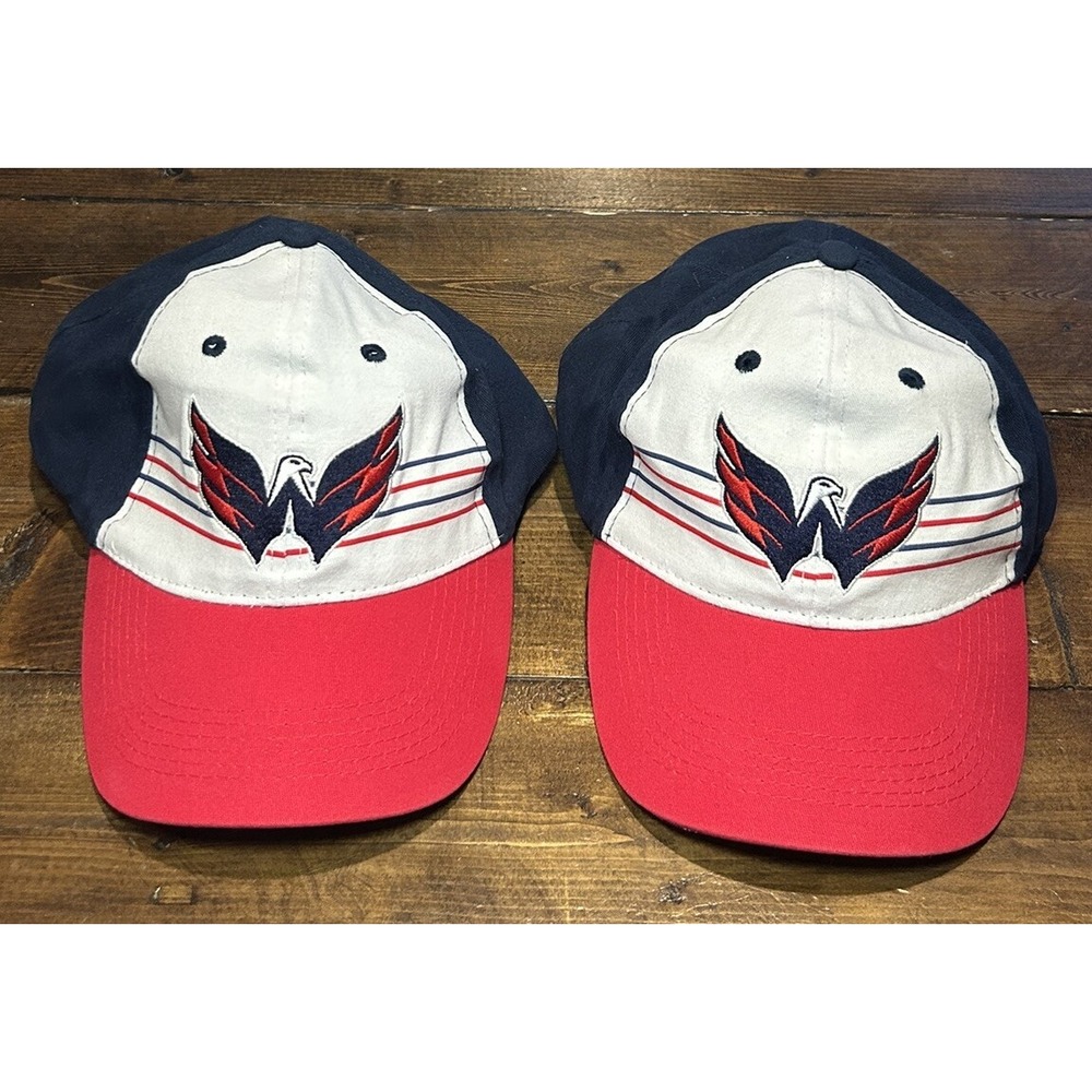 Pair Washington Capitals NHL Hockey Adjustable Snapback Baseball Trucker Hat Cap